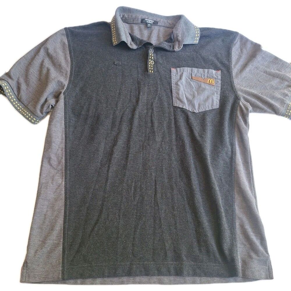 McDonalds Timeless Elements Men's M Employee Uniform Grey Polo Work Shirt